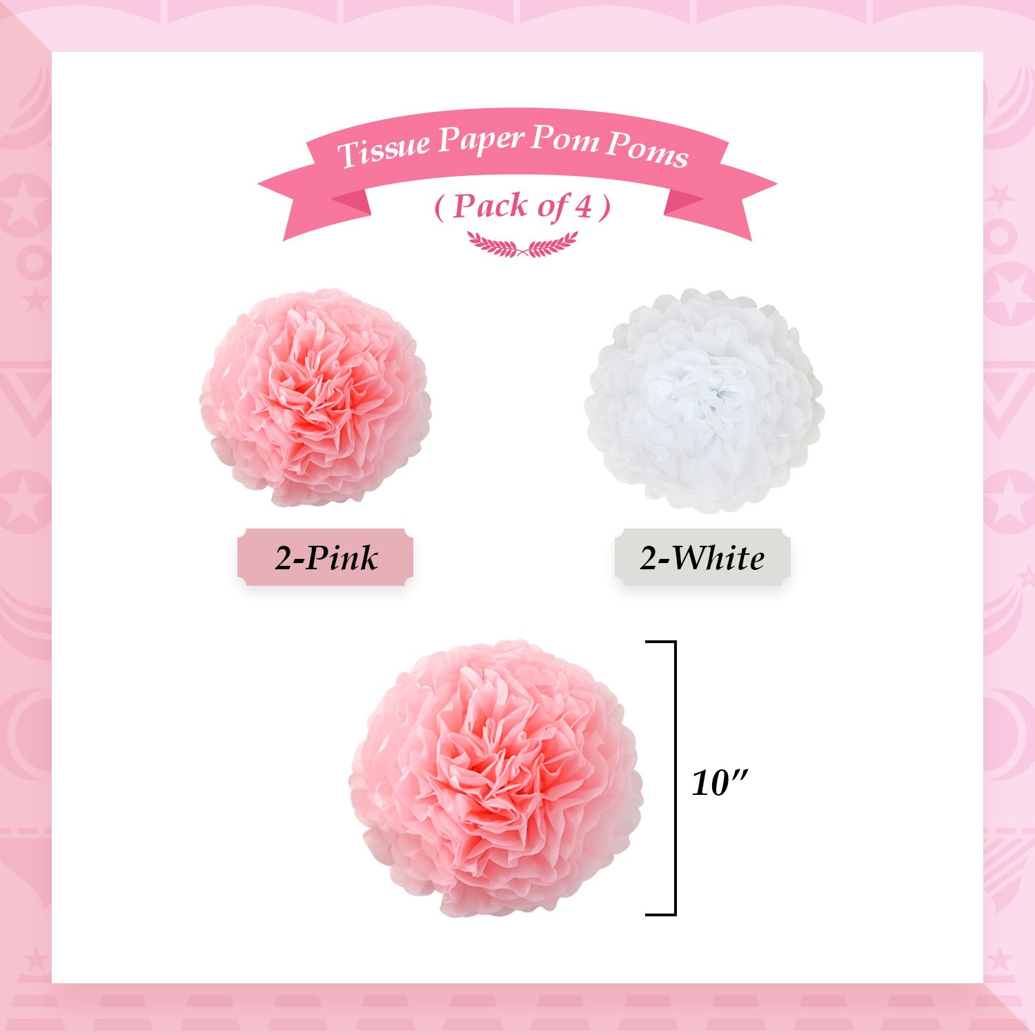 YoTruth Pink Baby Shower Decorations for Girl Paper decorations Set with It\'s a Boy Banner Pom poms Flowers Honeycomb paper Balls Tassels feet dot garland
