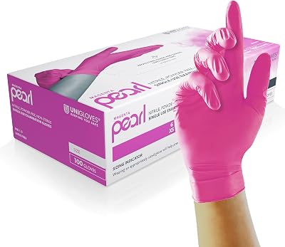 UNIGLOVES Magenta Pearl Nitrile Gloves Medium 100 Count Powder Free