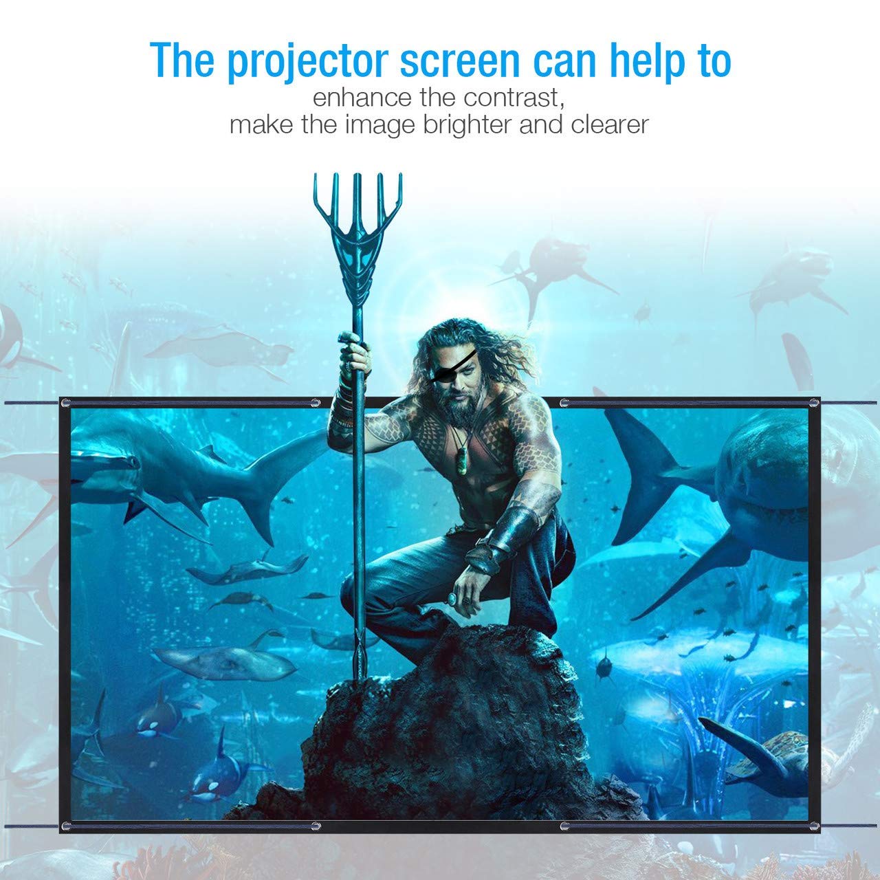 120 Inch Projection Screen, Powerextra 16:9 HD 4K Foldable Anti-Crease Portable Projector Screen for Home Theater Indoor Outdoor Movie Screen, Support Double-Sided Projection