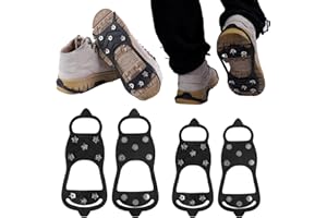 2 Pairs Winter Ice Cleats, Ice Grips Crampons for Snow and Ice, Non Slip and Easy to Replace Spikes, Boot with 8 Steel Studs 