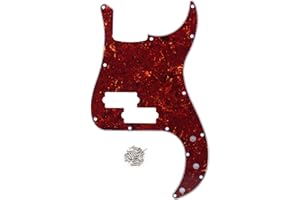 FLEOR 13 Hole P Bass Pickguard Guitar Scratch Plate Pick Guard for 4 String USA/Mexican Standard P Bass Style, 4Ply Red Tortoise Shell