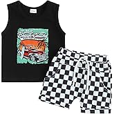 Lucikamy Toddler Baby Boy Clothes Sleeveless Tank Tops + Striped Print Jogger Shorts with Pockets 2Pcs Summer Outfits