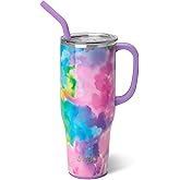 Swig Life 40oz Mega Mug, 40 oz Tumbler with Handle and Straw, Cup Holder Friendly, Dishwasher Safe, Extra Large Insulated Tumbler, Stainless Steel (Cloud Nine)