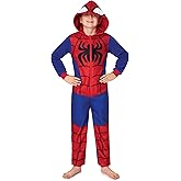 Marvel Spiderman One Piece Pajamas Set Boys, Teens, Fleece Hooded Jumpsuit, Superhero Outfit, Loungewear PJs, Gifts for Boys
