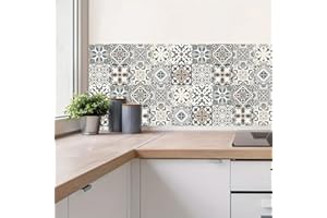 10PCS Peel and Stick Tile Backsplash Stickers, 4"x4" DIY Backsplash Mandala Style Stickers for Kitchen & Bathroom, Self-Adhes