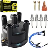 MOAUTO Ignition Distributor Cap &amp; Rotor and Iridium Spark Plugs with Wire Set Tune Up Kit 671-4137 JH219T Compatible with Toyota 4Runner Pickup 1993-1995 2.4L L4