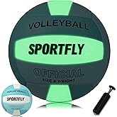 Sportfly Official Size 5 Glow in The Dark Volleyball, Fluorescent Light Night Volleyball Soft Indoor Outdoor Gift Night Ball for Game Gym Training Beach Play with Pump Kit