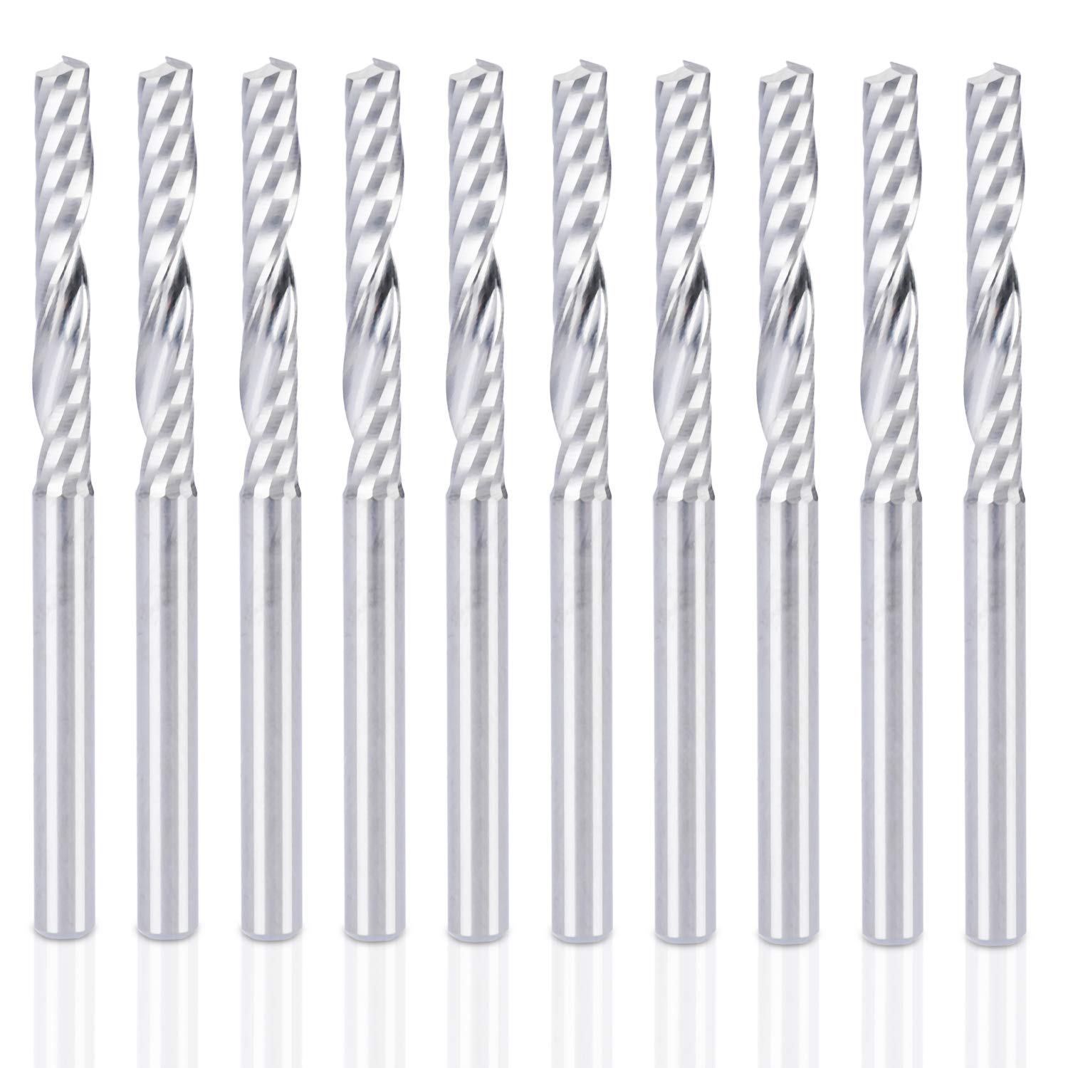 HQMaster CNC Router Bits, 10 Pack 1/8" Shank Spiral Upcut Router Bit
