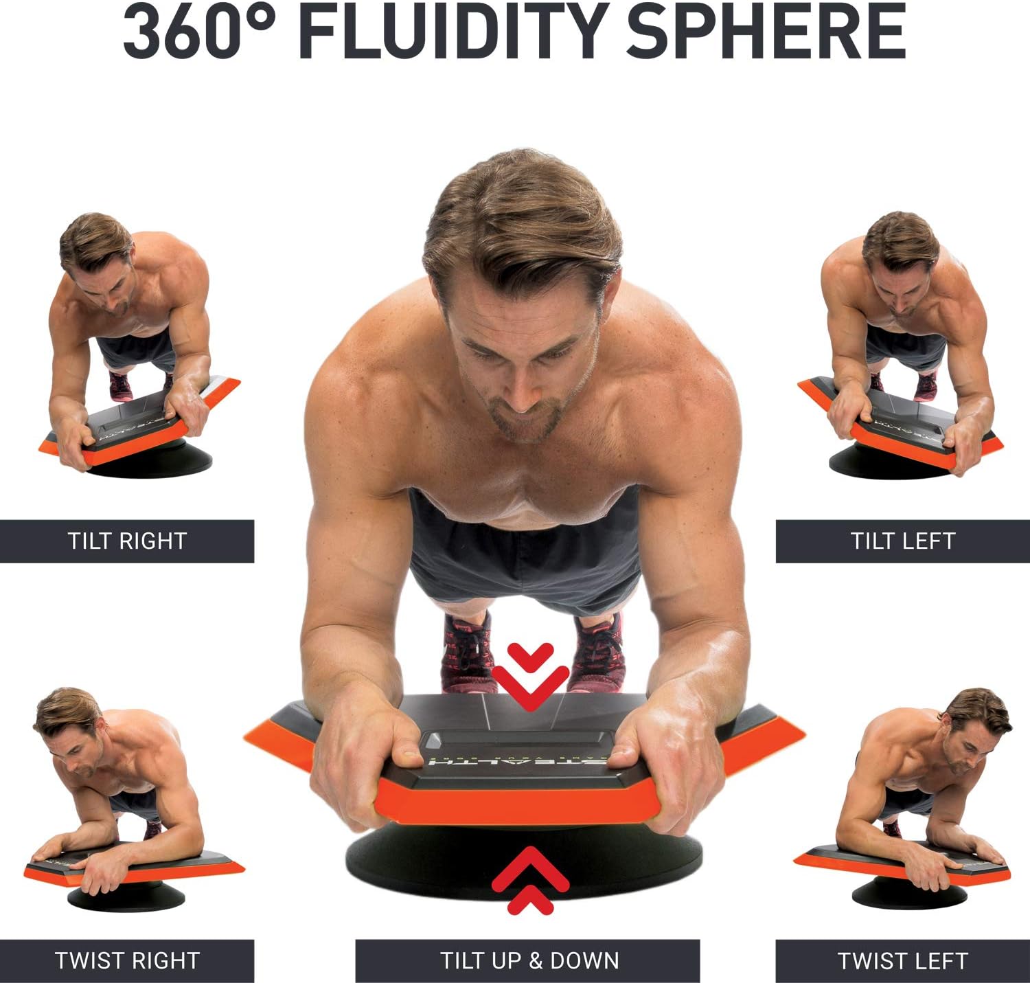 Stealth Core Trainer - Dynamic Core & Full Body Workout While Playing Games; Free iOS/Android Mobile Games App; Patented 360 Degree Planking Motion; Build Muscle & Lose Body Fat in 3 Min/Day (Orange) : Sports & Outdoors