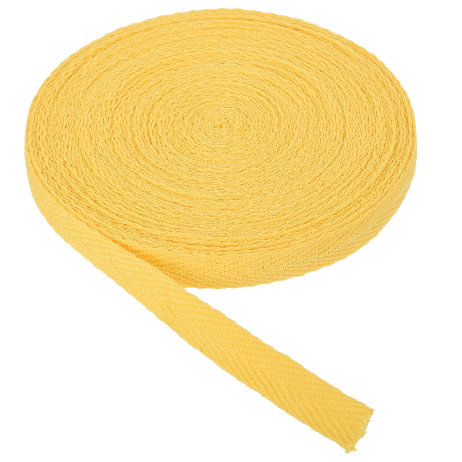 PATIKIL Cotton Twill Tape 10mm(3/8 Inch) 10 Yards Cotton Ribbon Bias Binding Tapes Herringbone Webbing Trim for Sewing Gift Wrapping Craft DIY Bright Yellow - 9m
