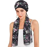 Awefeel Chemo Hats for Women – Extra Long 47" Chiffon Scarf – Soft Cancer Headwear for Hair Loss – Stylish Chemo Caps