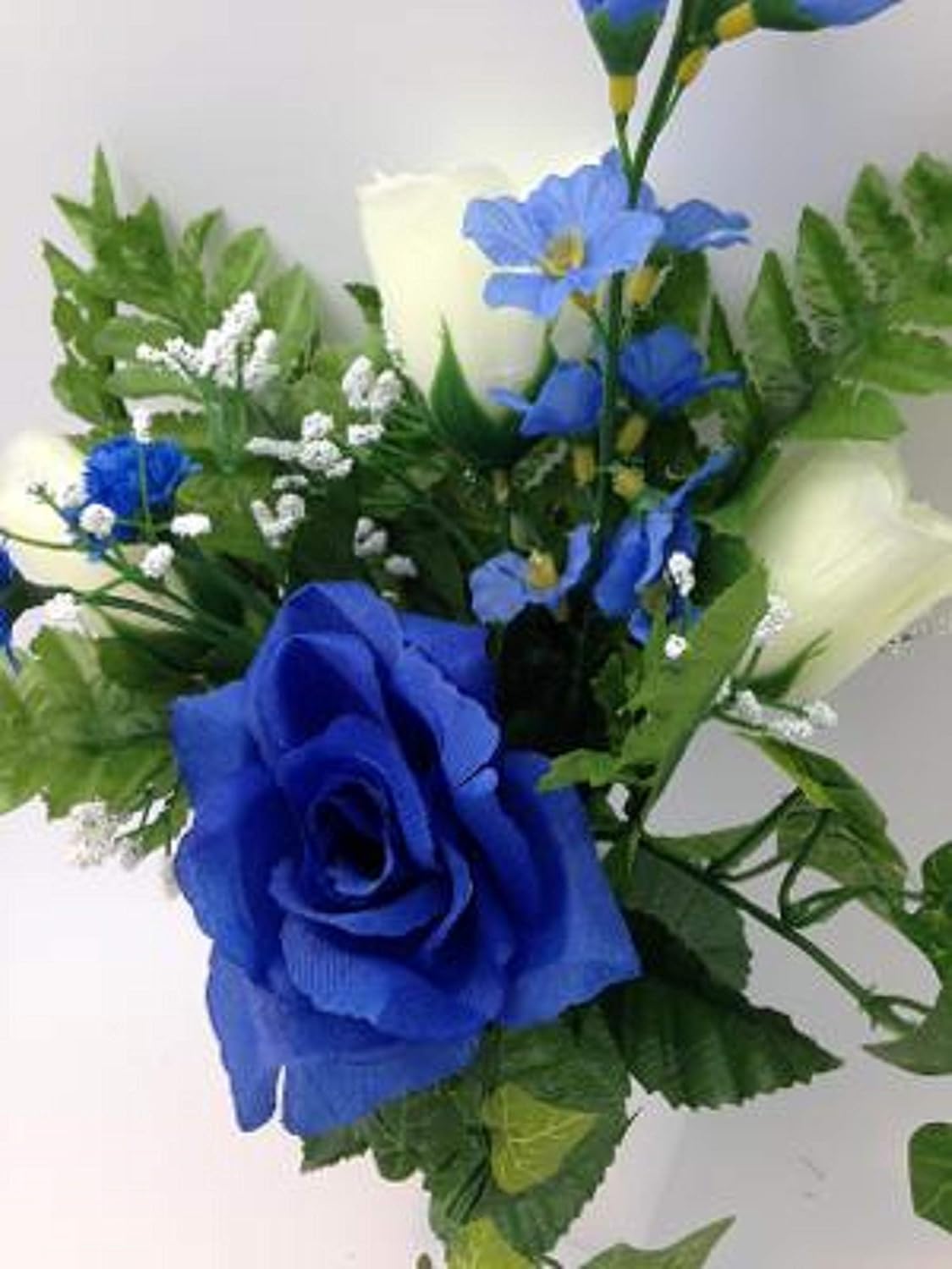 Amazon Com Roses Delphiniums Bell Flower Baby S Breath Ivy For Crypt Mausoleum Bouquet For Grave Site Presentation In Remembrance Of Loved Ones No Vase Home Kitchen