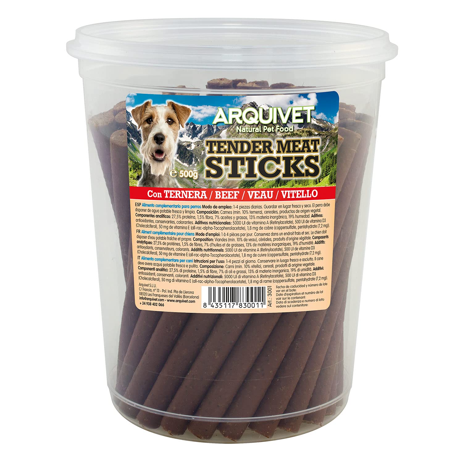 Arquivet- Tender Meat Sticks - Beef - 500 gr - Dog treats