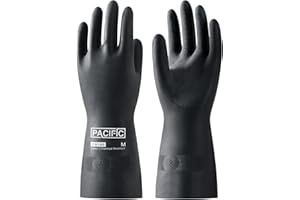 PACIFIC PPE Chemical Resistant Gloves, Heavy Duty Industrial Rubber Gloves, Resist Acid, Alkali and Oil, 12.6", Medium
