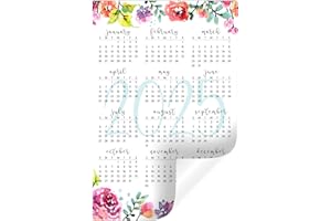 GLASSBOARD STUDIO Annual Year-At-A-Glance Calendar Sticker Decal | Removable and Repositionable (Floral 2025, 6 x 9 inches)