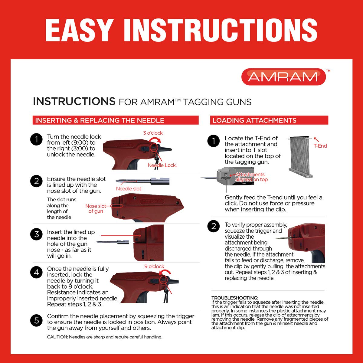Amram Tagger Tagging Gun Kit with 1250 2 Inch Attachments and 5 Needles