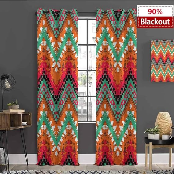 Amazon.com: Tribal Blackout Curtains for Bedroom Hand Paint Zigzag