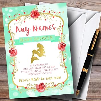 Verde Sirena Invitaciones Baby Shower Invitaciones Amazon Es
