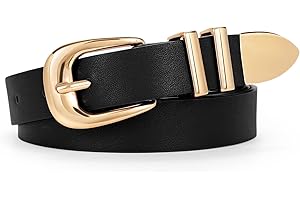 WERFORU Women Leather Belt Fashion Leather Waist Belt for Pants Jean Ladies Western Belt with Gold/Silver Buckle
