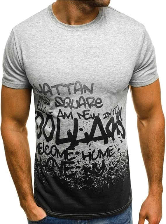 Amazon Yeach メンズ 夏 男性 M 9xl ファッション 印刷 快適な スポーツ 半袖 Tシャツ トップ 服装 春着 夏物 普段着 遊び着 エクササイズ 登山 ホーム バケーション アクティブシャツ Tシャツ 通販