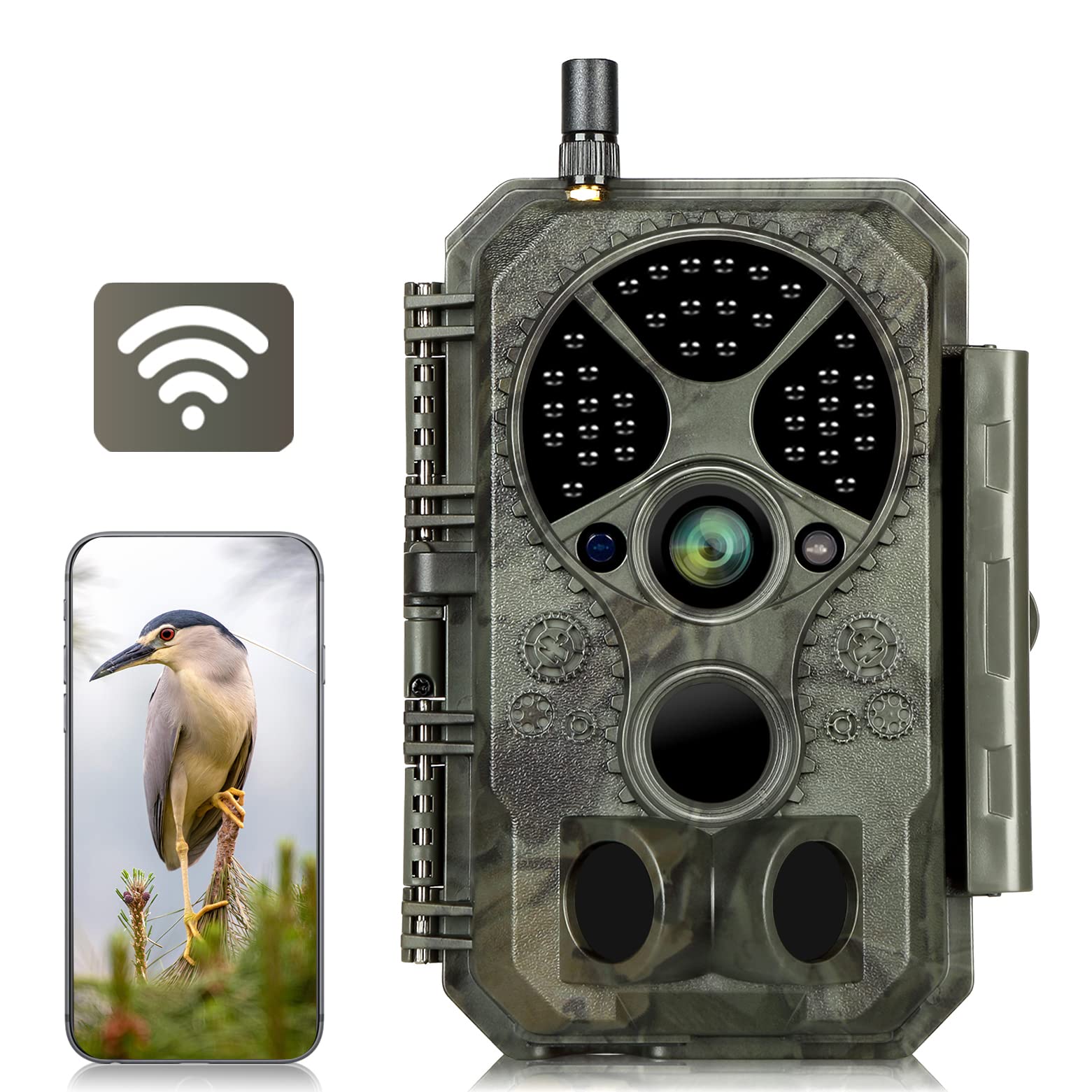 Folgtek WiFi Wildlife Camera 32MP 1296P with IR Night Vision & Motion Activated IP66 Waterproof 120° Wide Angle 0.1s Trigger Time 3PIR Sensors for Outdoor, Backyard