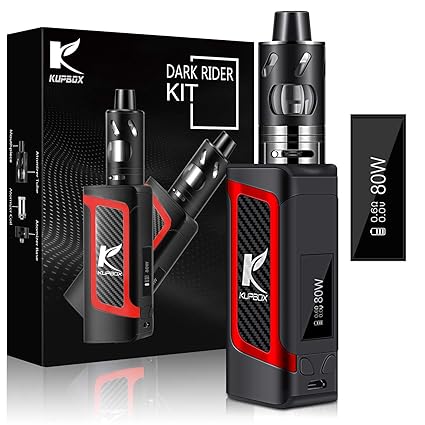 Kupbox E Zigarette Starter Set Ohne Nikotin, 10-80W Vaporizer E Shisha Dark Rider E Zigarette mit 0.5Ohm 2ml Verdampfer Tank,