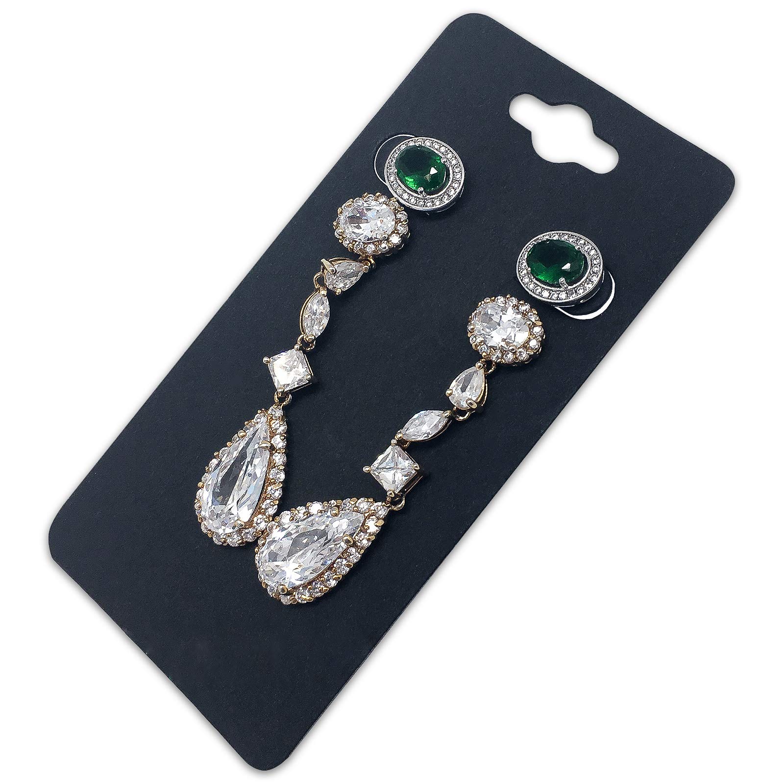 The Display Guys Pack of 100 pcs 2x4 inch (5cmx10cm) Matte Black Paper Necklace Earrings Display Hanging Cards Jewelry Accessory Display