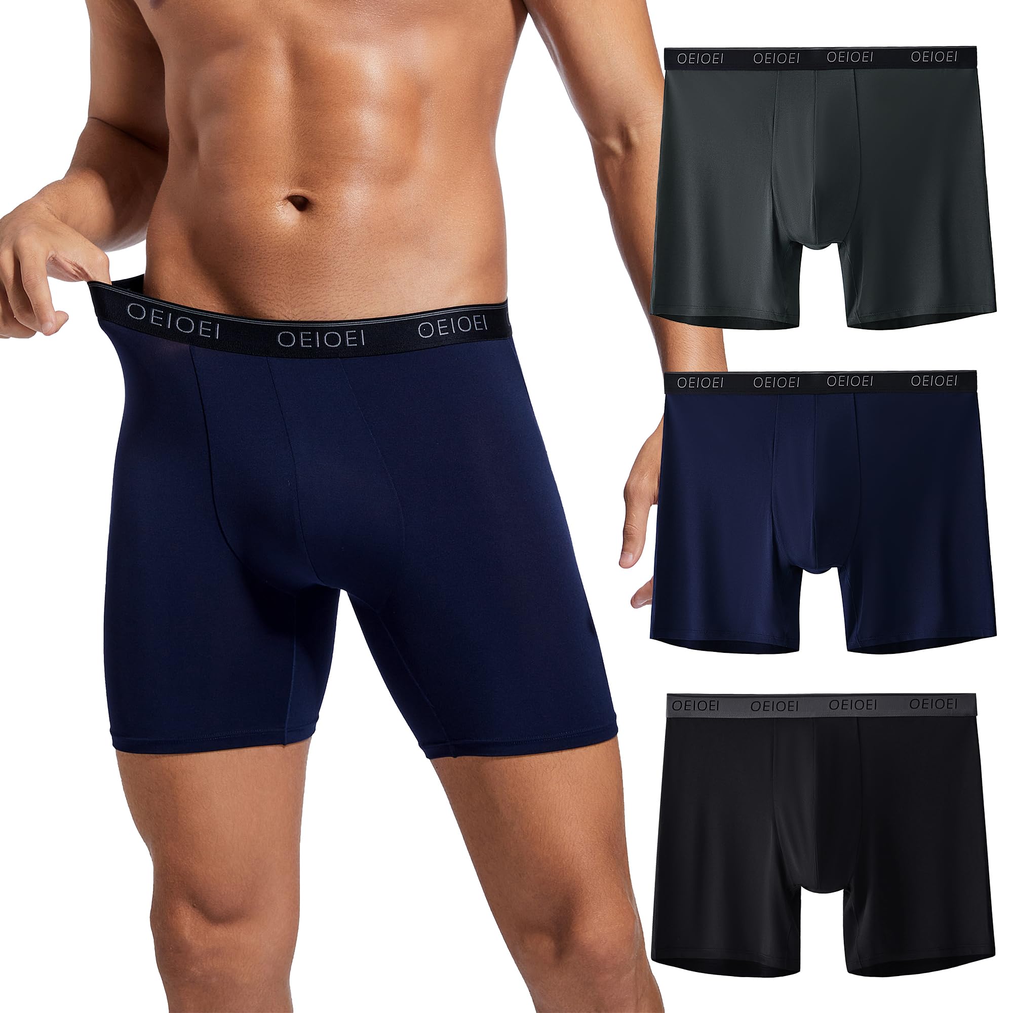 OEIOEI Unterhosen Männer Micromodal Sport, S, Schwarz/Marineblau/Dunkelgrau