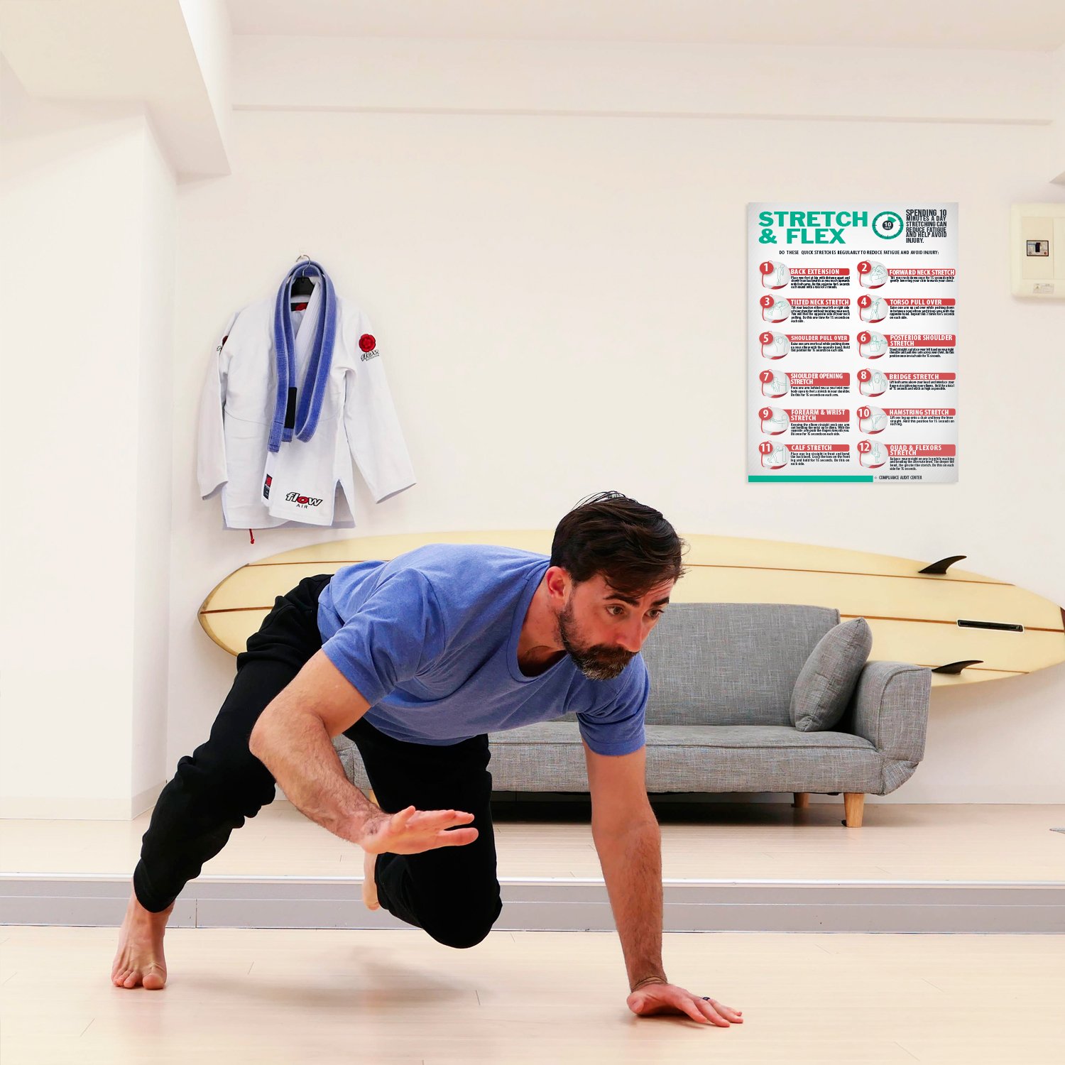 Stretch And Flex 10 Minute Exercise Poster For Work Home And Gym ...