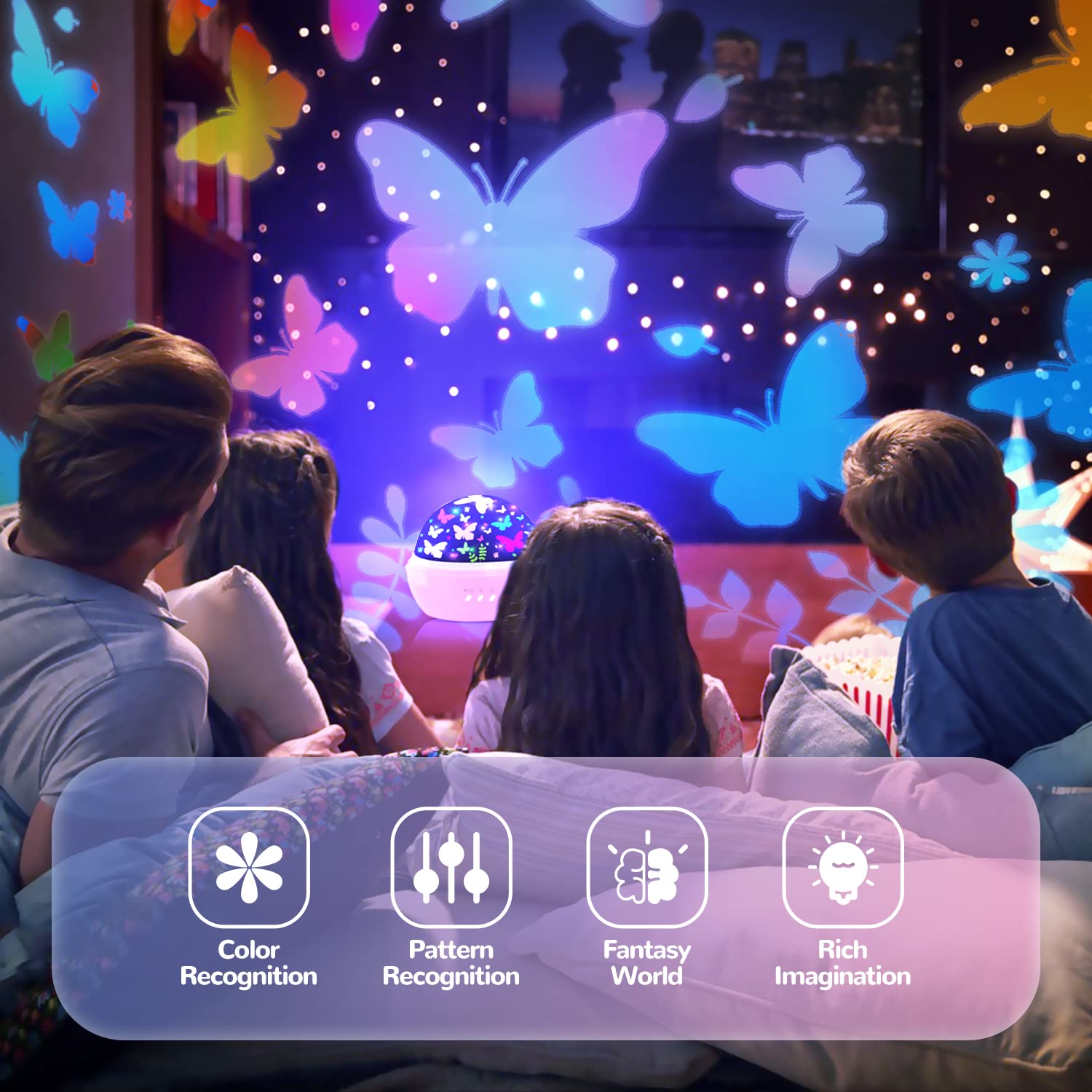 Butterfly Decorations Toddler Toys for 3-8 Year Old Girls, 16 Colors Star Projector Butterfly Night Light, Butterflies Party Room Decor, Christmas Easter Birthday Kids Toys Gifts for Girls Age 5-12