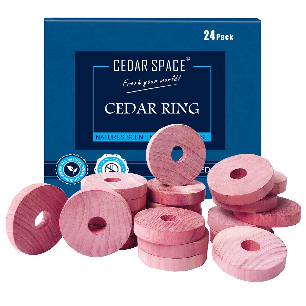 Photo 1 of Cedar Blocks for Clothes Storage – 24 Pcs 100% Natural Cedar Rings | Wardrobe & Drawer Freshener for Closet Storage