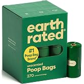 Earth Rated Dog Poop Bags on Refill Rolls, 270 Bags, Unscented | Guaranteed Leak Proof and Extra Thick Waste Bag Refill Rolls