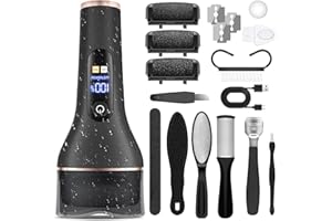 AdamPark Electric Callus Remover for Feet,Rechargeable & Waterproof Pedi File, 2-in-1 Wet/Dry Foot Scrubber for Hard Cracked Dead Skin, Portable Pedicure Tool with Professional Grinding Heads