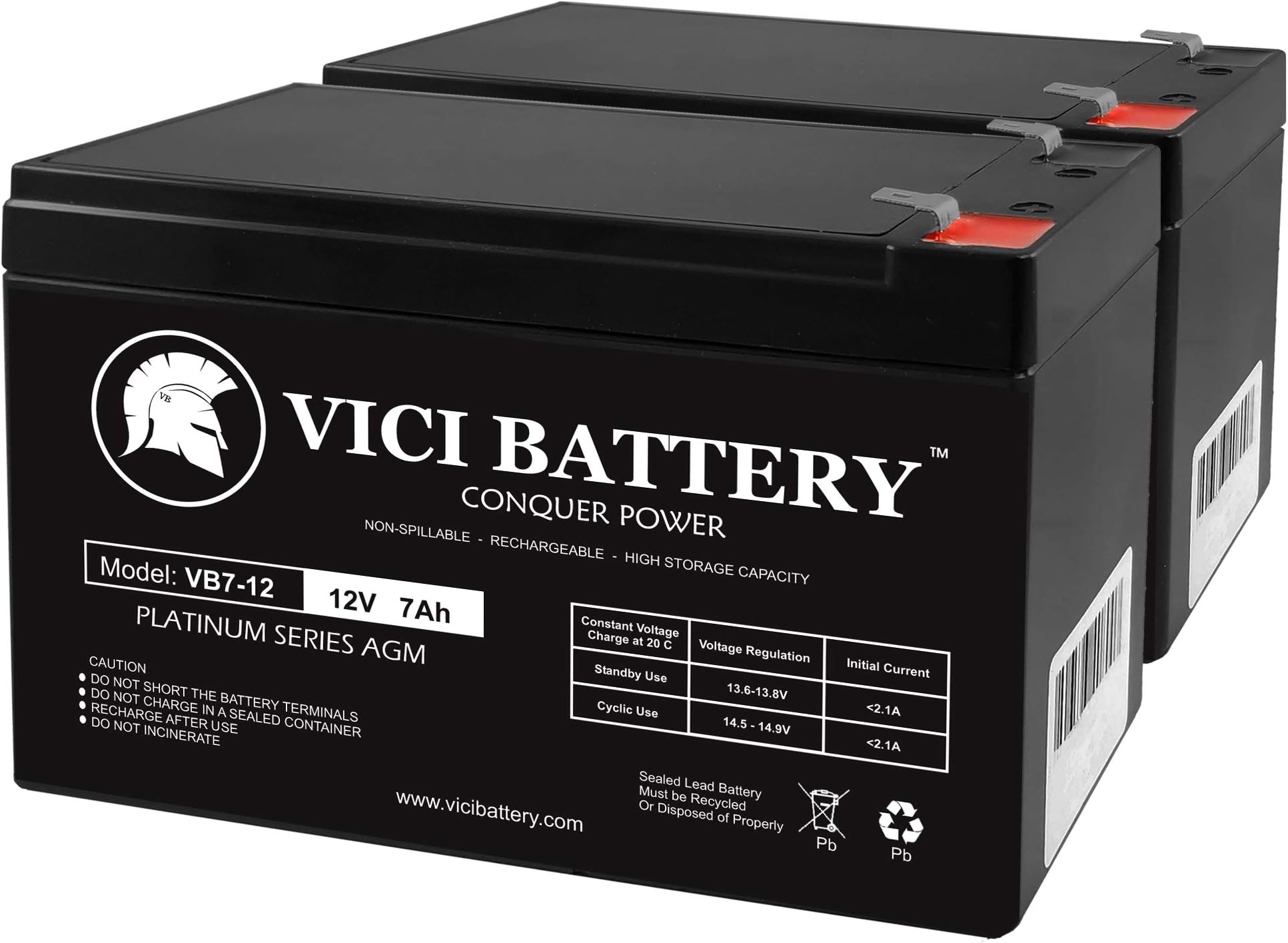 12V 7AH 2 Pack Replacement Battery for Triplite TE300, TE600 - VICI Battery Brand Product