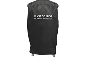 Everdure Grill Cover for 4K Charcoal Grill & Smoker, Long Cover with UV Protection and Drawstring Closure, Waterproof Lining and 4 Season BBQ Grill Protection, Black, 29.7”L x 16.6”W x 42”H