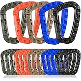 Tactical Carabiner Keychain -12/15/16 Pack Hard Polymer Carabiners D Rings Light Weight Spring Snap Gear Clip Utility Hooks Backpack Hanging Buckle for Outdoor Travelling Camping