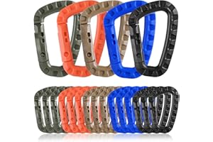 MANESI Tactical Carabiner Keychain -12/15/16 Pack Hard Polymer Carabiners D Rings Light Weight Spring Snap Gear Clip Utility Hooks Backpack Hanging Buckle for Outdoor Travelling Camping
