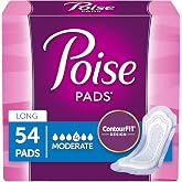 Poise Incontinence Pads, Moderate Absorbency, Long, 54 Count