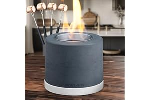 Houswise Tabletop Fire Pit Smores Maker Kit - Concrete Outdoor & Indoor Fire Pit Tabletop, Table Top Firepit, Small Portable Mini Indoor Fireplace