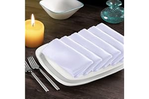 Manyshofu 6 Pieces White Satin Scalloped Napkins - 18x18 Inches Satin Cloth Napkins, Square Satin Fabric Napkin Set - Elegant & Silky Table Napkins for Wedding Dinner Party Banquet Restaurant