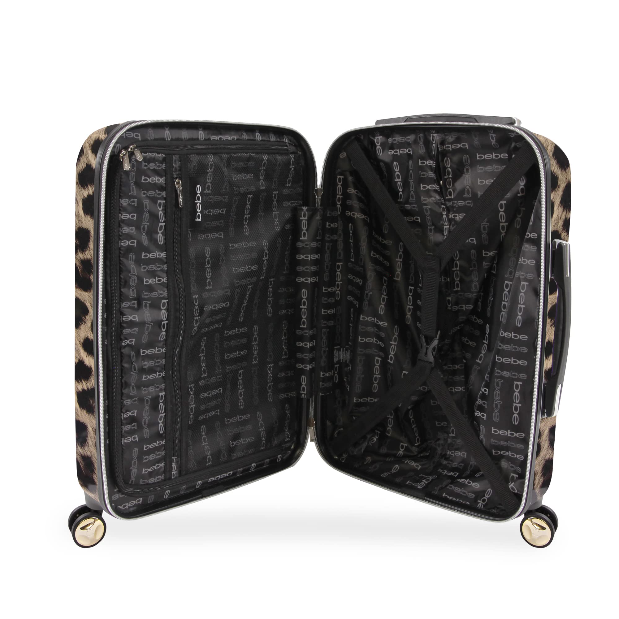 BEBE Women's Adriana Spinner Luggage, Leopard, 3pc Set (21