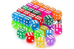 JMUQ 16MM Colored Dice Set, 50Pcs 6 Sides Standard Bulk Large D6 Dice with Portable Plastic Box, 10 Colors Including Red Dice,Green Dice for Board Games,Parties,Classroom Math Games