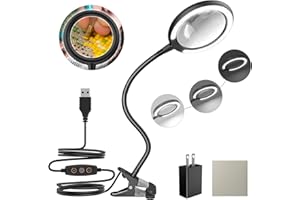 LED Magnifying Lamp with Clamp, Raweao 3X Lighted Magnifying Glass with Light for Reading, Seniors, Hobbies, Craft