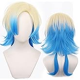 maysuwell Anime Cosplay wig Cos Wigs Yellow and Blue Heat Resistant Synthetic Hair For Man Women Halloween Party