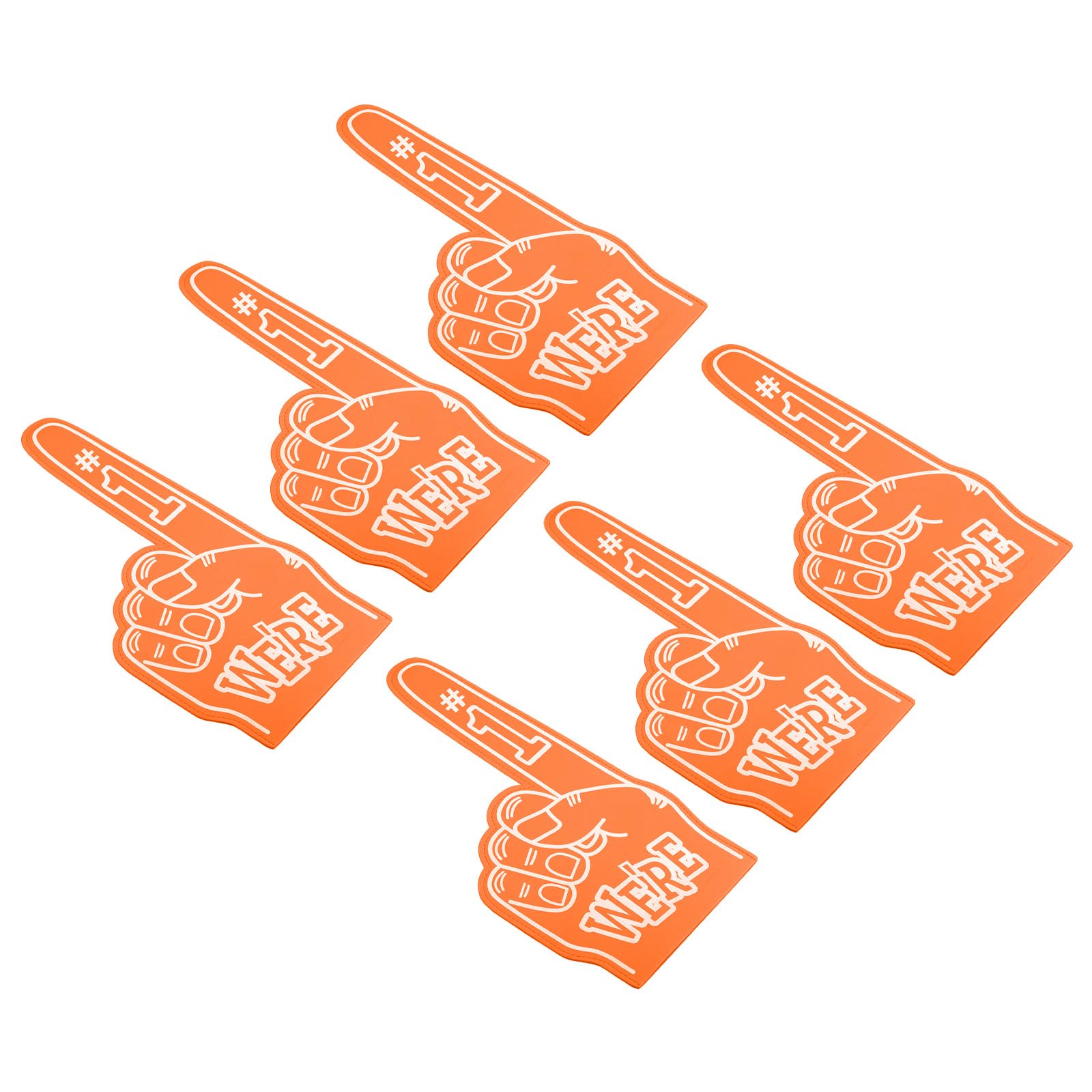 PATIKIL Giant Foam Finger 18 Inch, 6 Pcs Number 1 Foam Hand EVA Foam Finger Cheerleading Accessories for Sports Events Baseball Basketball Soccer Games, Orange