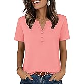 Zeagoo Womens Summer Tops V Neck Short Sleeve Shirts Dressy Casual Blouse Spring Vacation Tshirts Clothes
