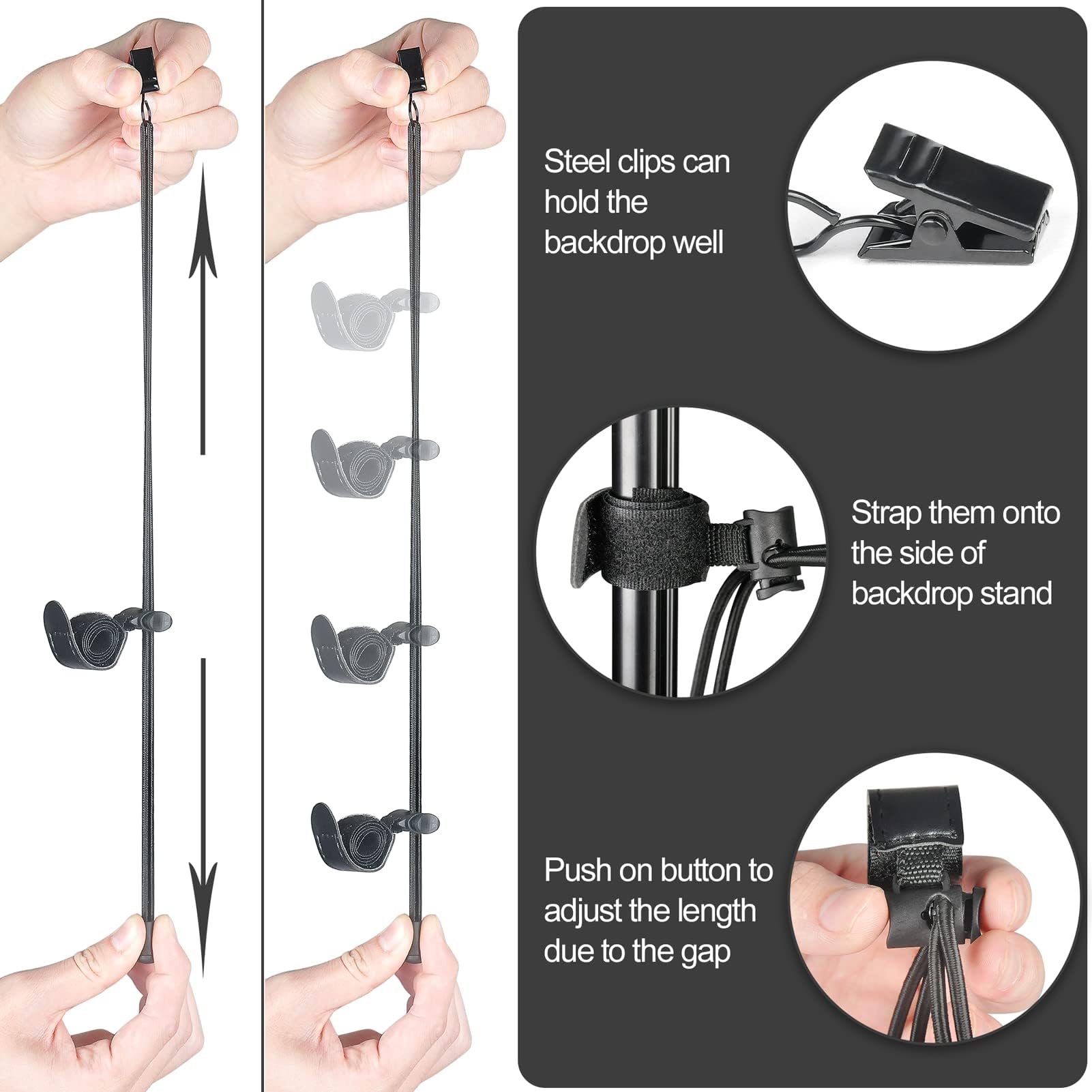 EMART 4.5 inch Heavy Duty Backdrop Clamp Kit-6 Spring Clamps, 8 Background Clip Holders for Muslin Stand, Canvas, Paper, Fabric, Chromakey Screen, Photo Studio, Photography Backdrops Support