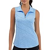 Moydan Womens Golf Polo Shirts Sleeveless Zip Up Tennis Moisture Wicking Workout Tops