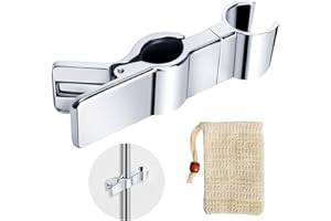 Lweiiws Shower Head Holder for Slide Bar Adjustable 20-29mm, Adjustable Shower Holder Bracket No Drilling Anti-Slip 45° Rotat