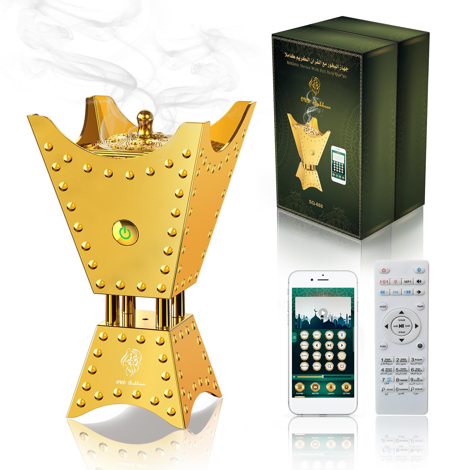 Al Salama Electronic Incense Burner with Quran Speaker USB Rechargeable Smart Muslim Incense Holder Electric Aromatherapy Machine for Car and Home